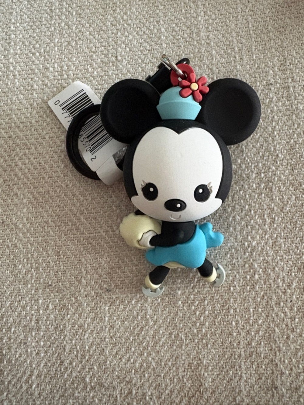 Minnie Mouse Blue Dress Keychain Charm Figural Bag Clip